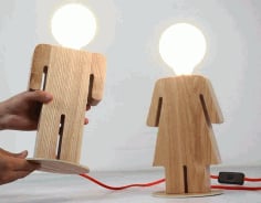 Men and Women Table Lamp Wooden Design Laser Cut DXF File