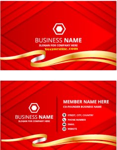 Modern Red Business Card Template with Striped Line Free Vector