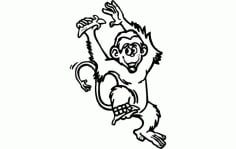 Monkey with Banana DXF Vectors File