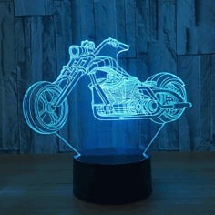 Motorcycle 3d Led Illusion Night Light Free CDR Vectors File