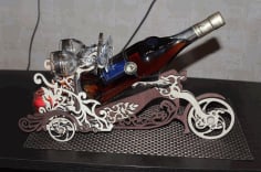 Motorcycle Wine Bottle Holder Wine Butler Laser Cut CDR File