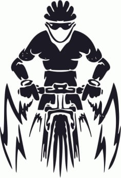 Mountain Bike Rider Sticker Laser Cut CDR File