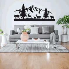 Mountain Deer Wall Panel Living Room Decor Ideas CDR Vectors File