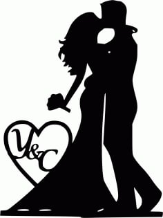 Mr and Mrs Silhouette Black Bride and Groom Vector CDR File
