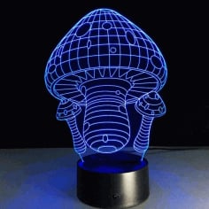 Mushroom 3D Illusion Acrylic LED Lamp DXF File