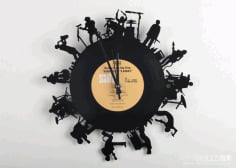Musicians Vinyl Record Clock Laser Cut Music Wall Clock DXF File