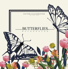 Nature Background Butterflies Free Vector
