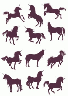 New Unicorn Silhouettes Vector Collection CDR File