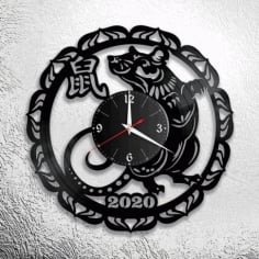 New Year 2020 Wall Clock Laser Cut DXF File