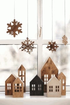 New Year Christmas Tea House Snowflake Laser Cut Free Vector CDR File