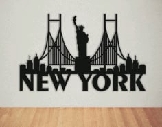 New York Wall Art Mod Decorative Design DXF Vectors File