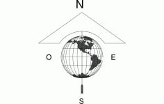 North Arrow Globe Map Free DXF Vectors File