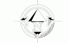 North Arrow Symbol Round Free DXF Vectors File