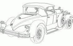 Old Classic Car Sticker DXF File