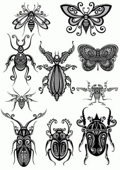 Ornament Insect Art Vector Pack CDR File