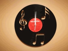 Orologio Vinile Note Musica Wall Clock Laser Cutting DXF File