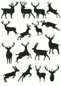 Pack of Deer Silhouette T Shirt Design CDR Vectors File