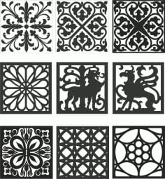 Pack Of Motif Screen Panel for Room Divider DXF File