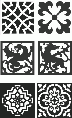 Pack of Traditional Decorative Panel Room Divider Screen Panel DXF File