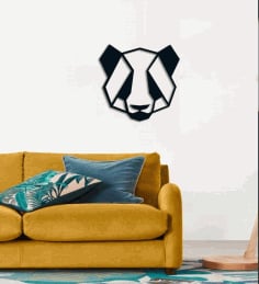 Panda Head Metal Wall Art Geometric Black Panda Wall Decor SVG File