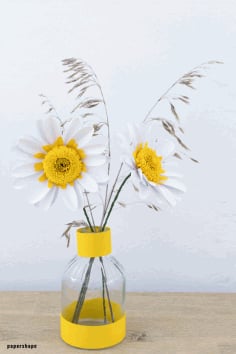 Paper Daisy Flowers 3D Papercraft Template Free PDF File