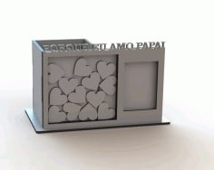 Pen Holder Organizer With Photo Frame Wish Box Laser Cut Free CDR File