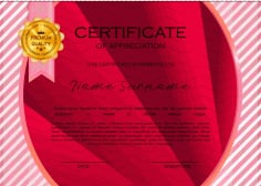 Pink Border Certificate Template Vector File