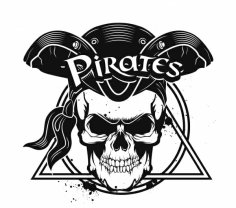 Pirate Icon Horror Skull Black White Grunge Design Free Vector