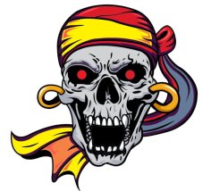 Pirate Scary Skull Face Sticker Free Vector