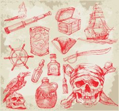 Pirate Skull Drawing Line Art Free Vector