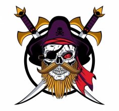 Pirate Skull Icon Frightening Face Sketch Swords Decor Free Vector