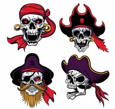 Pirate Skull Icons Scary Sketch Free Vector