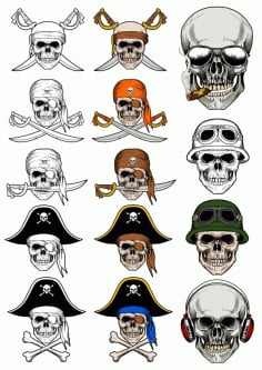 Pirate Skull Vectors Free Design CDR File
