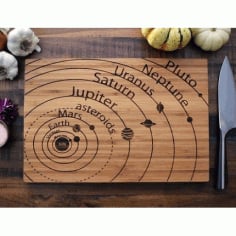 Planets Vector Art on Cutting Board Laser Cut Free Vector CDR File