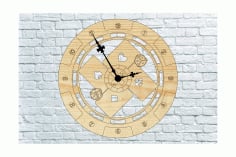 Play Card Theme Wall Clock Laser Cutting CDR File