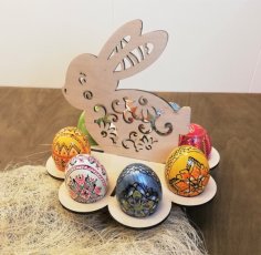 Plywood Bunny Egg Holder Easter Egg Stand PDF File for Laser Cutting