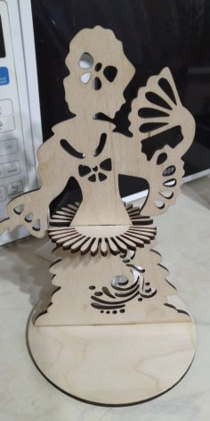 Plywood Girl with a Fan Napkin Holder Free Laser Cut File