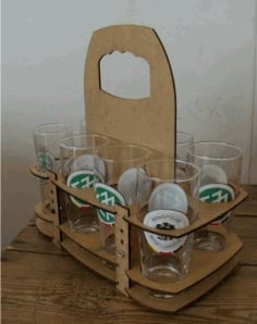 Plywood Glass Holder Stand for Laser Cut Vector