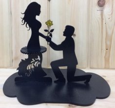 Plywood Napkin Holder Couple with Flower Love CDR File for Laser Cutting