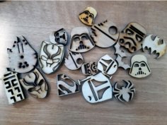 Plywood Pop Culture Tokens Free Laser Cut File