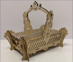 Plywood Puzzle 6mm Royal Basket with Handle Free Laser Cut File
