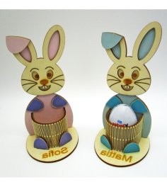 Plywood Puzzle Bunny Egg Holder Easter Stand CDR File for Laser Cutting