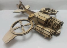 Plywood Toy Model 3D Puzzle Helicopter CDR File