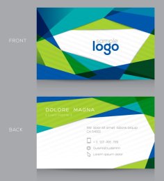 Polygonal Corporate Card With Green And Blue Tones Free Vector