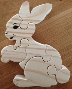 Rabbit Jigsaw Puzzle for Kids CNC Laser Plans Free DWG File