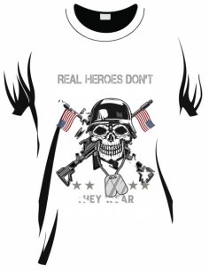 Real Heroes don’t Wear Capes Skull with Armed T-Shirt Printing Design Ai Vector