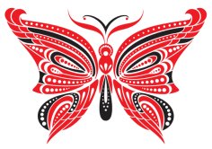 Red and Black Butterfly Tattoo Free Vector