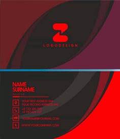 Red and Black Shad Business Cards Templates Vector File