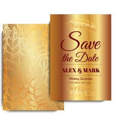 Red And Gold Wedding Card Template Free Vector