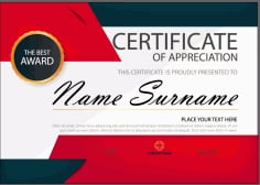Red and White Certificate of Appreciation Template Design Vector File